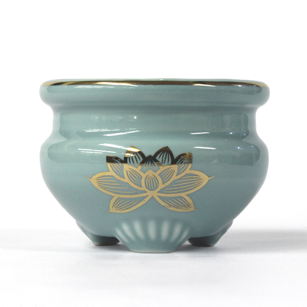 陶器製 香炉「セト香炉 2.5寸」青磁上金蓮 香炉 仏具 小物