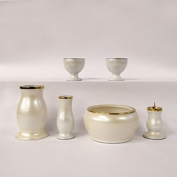 仏具セット「ルミエール パールホワイト 3寸」6具足 仏具セット