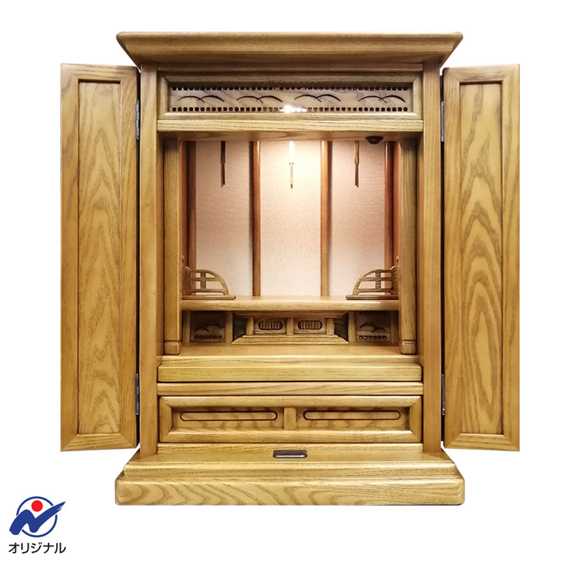 伝統型仏壇「涼音 アッシュ ケヤキ薄色」18号