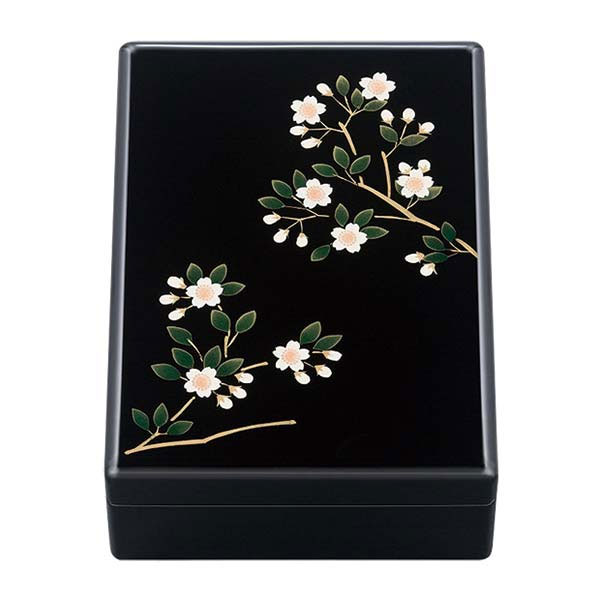 「黒塗りの箱 星粒の箱 枝桜（えださくら）」 手元供養 遺骨の保管 納骨 粉骨 洗骨