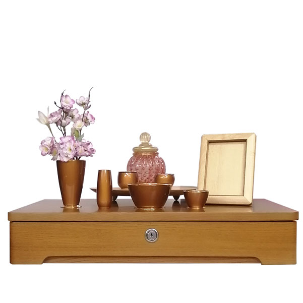 「日本堂オリジナル お参り壇 ケヤキ調」 手元供養 遺骨の保管 納骨 粉骨 洗骨