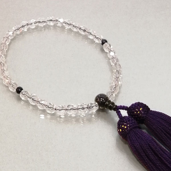 数珠 女性用「玻璃並切子 紫金石入」